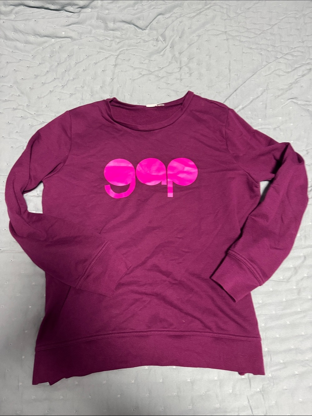 GAP Women's Crewneck Sweatshirt in Plum with Hot Pink Logo